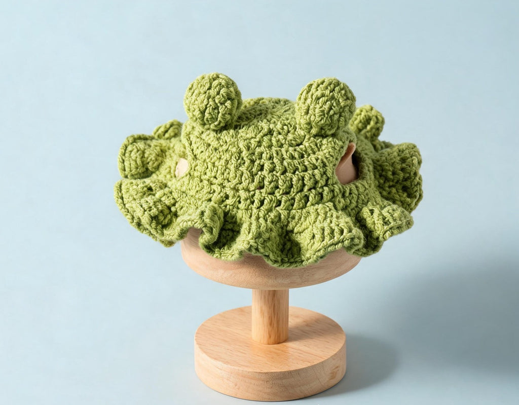 Little Frog Cat Hat crochet pattern PDF pages with round-by-round photos