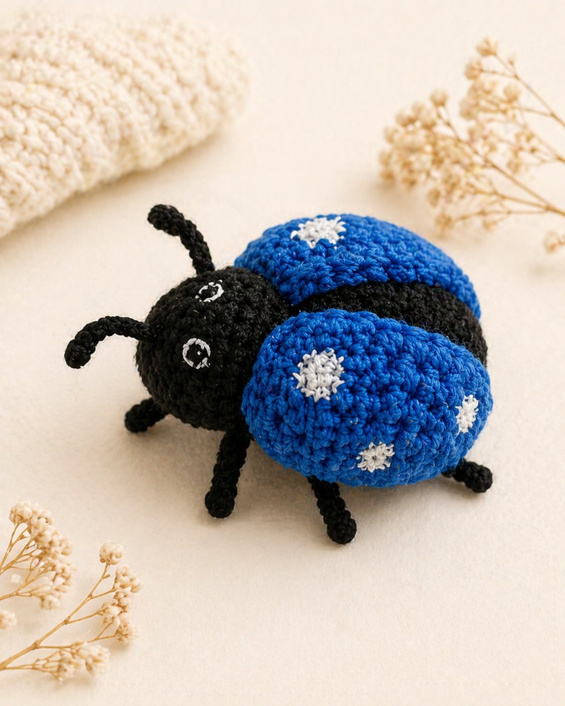 Blue Ladybug Amigurumi Crochet Pattern – Cute Bug Crochet PDF, Easy
