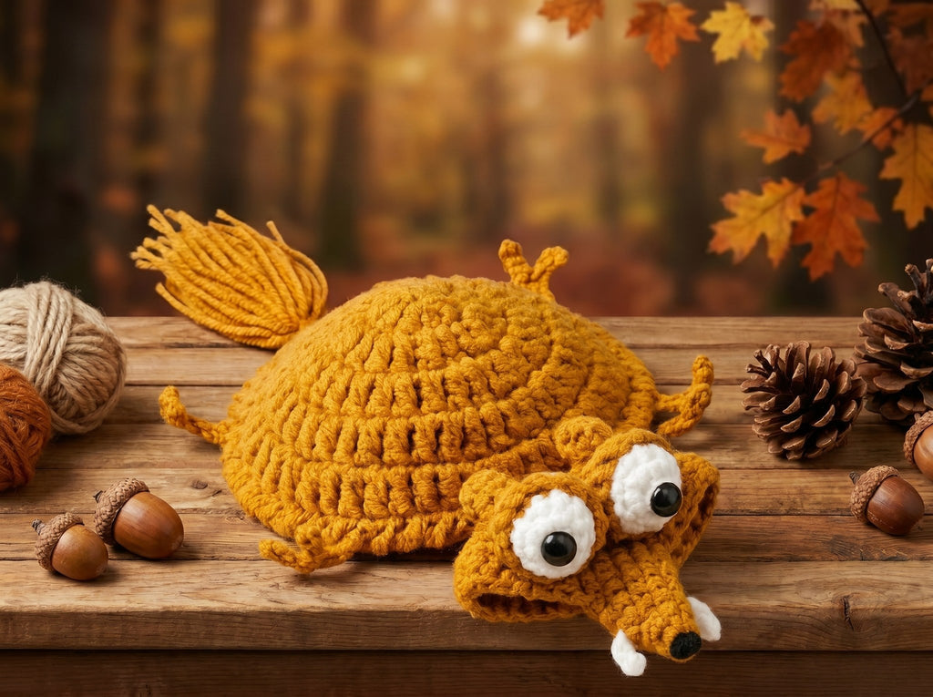 Funny Squirrel Coaster Crochet Pattern – Cute Amigurumi Cup Coaster PDF (US & UK Terms)