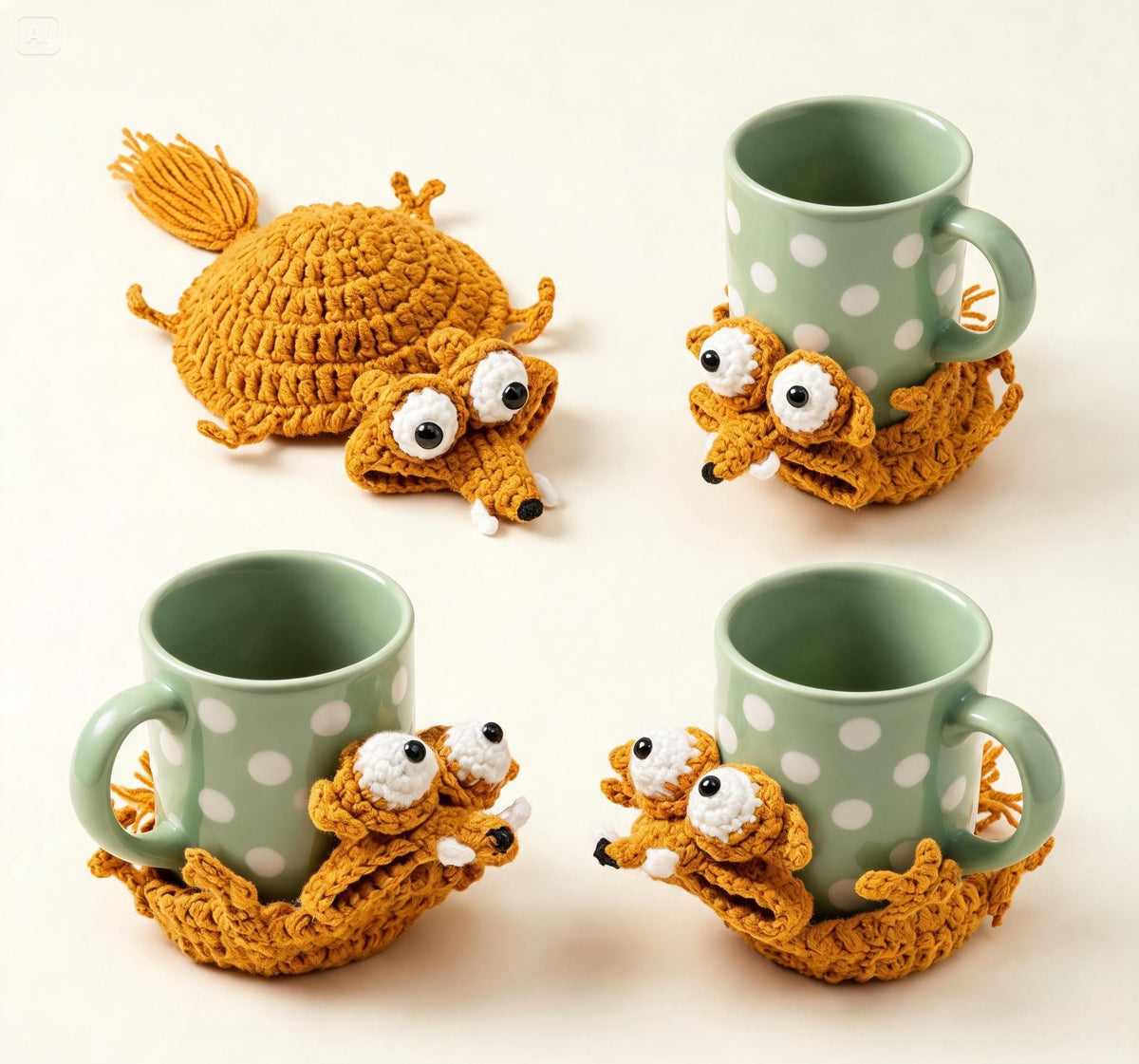 Funny Squirrel Coaster Crochet Pattern – Cute Amigurumi Cup Coaster PDF (US & UK Terms)