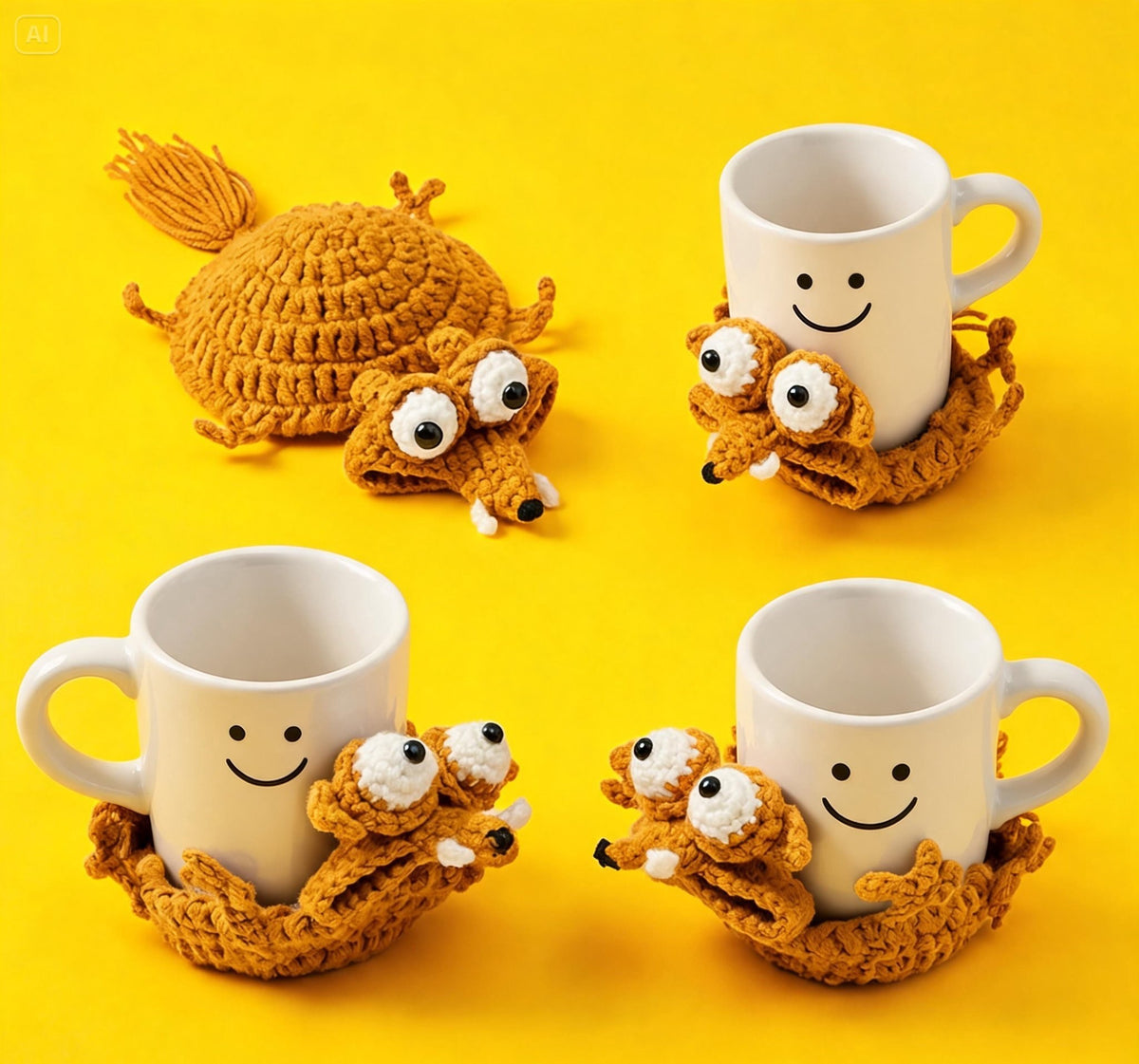 Funny Squirrel Coaster Crochet Pattern – Cute Amigurumi Cup Coaster PDF (US & UK Terms)